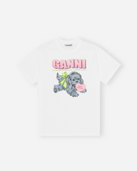 Basic Cotton Jersey Neon Puppy T-shirt - Bright White