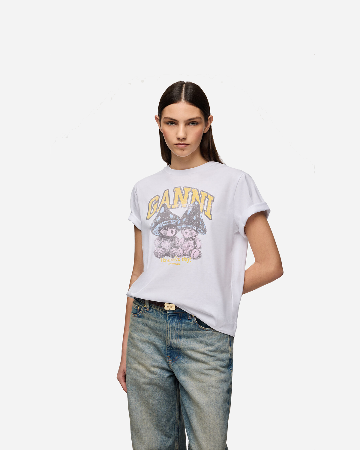 Basic Cotton Relaxed T-shirt Teddy Mushrooms