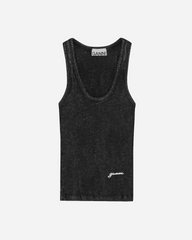 Heavy Rib Jersey Tank Top - Black Washed