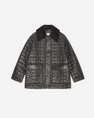 Shiny Quilt Midi Jacket - Phantom