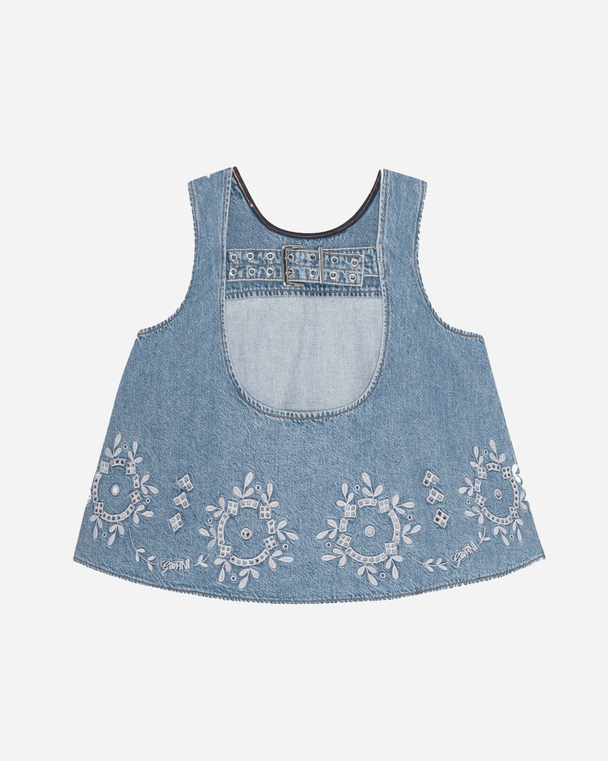 Broderie Anglaise Denim Top