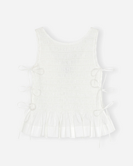 Cotton Poplin Smock Tie String Top - Bright White