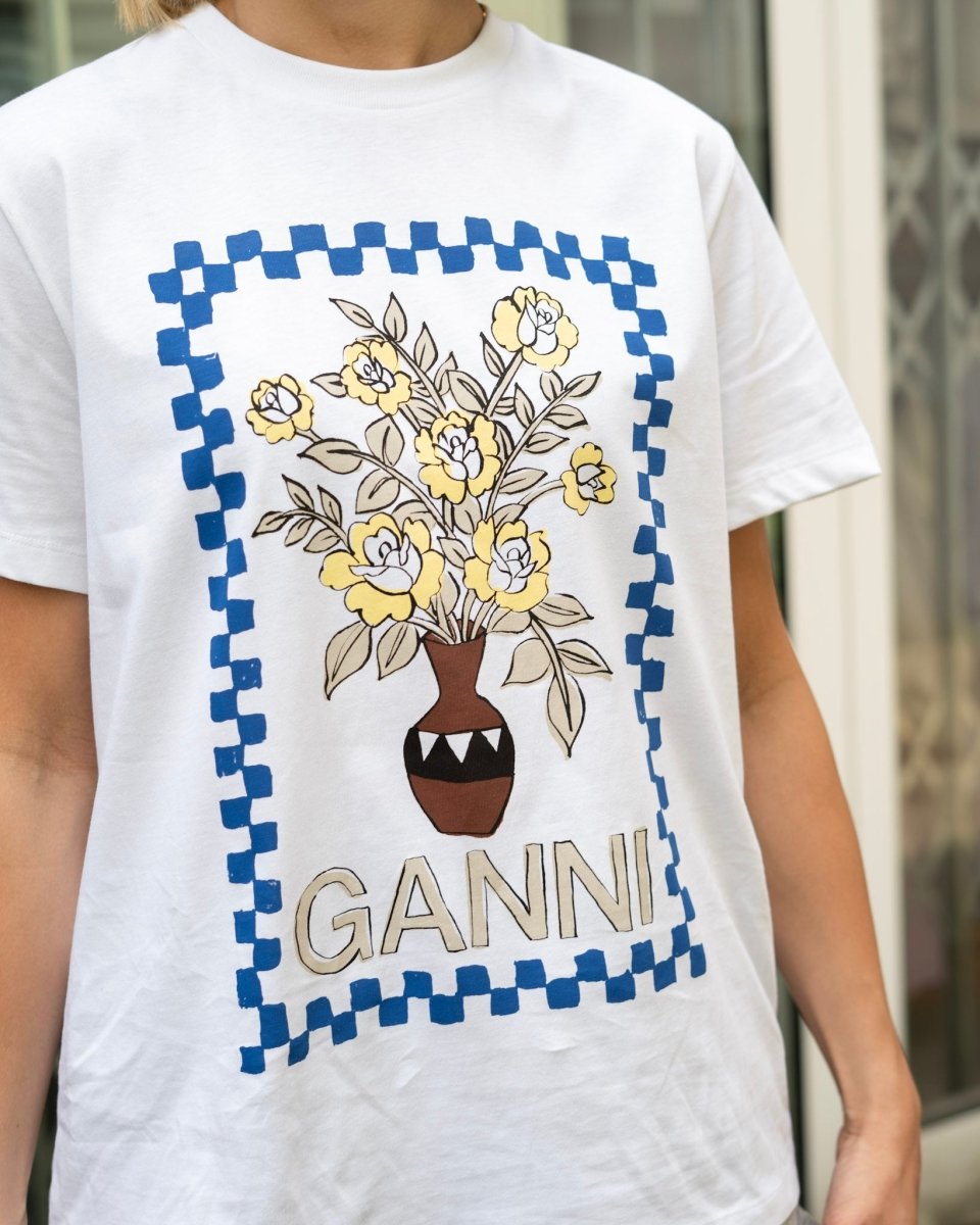 Den mest populære t-shirt 2021: Ganni - Basic Cotton Jersey - Munk Store