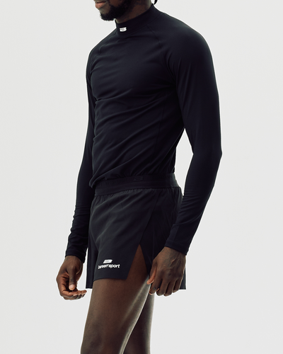 Men's Mock Neck Base Layer - Black Onyx