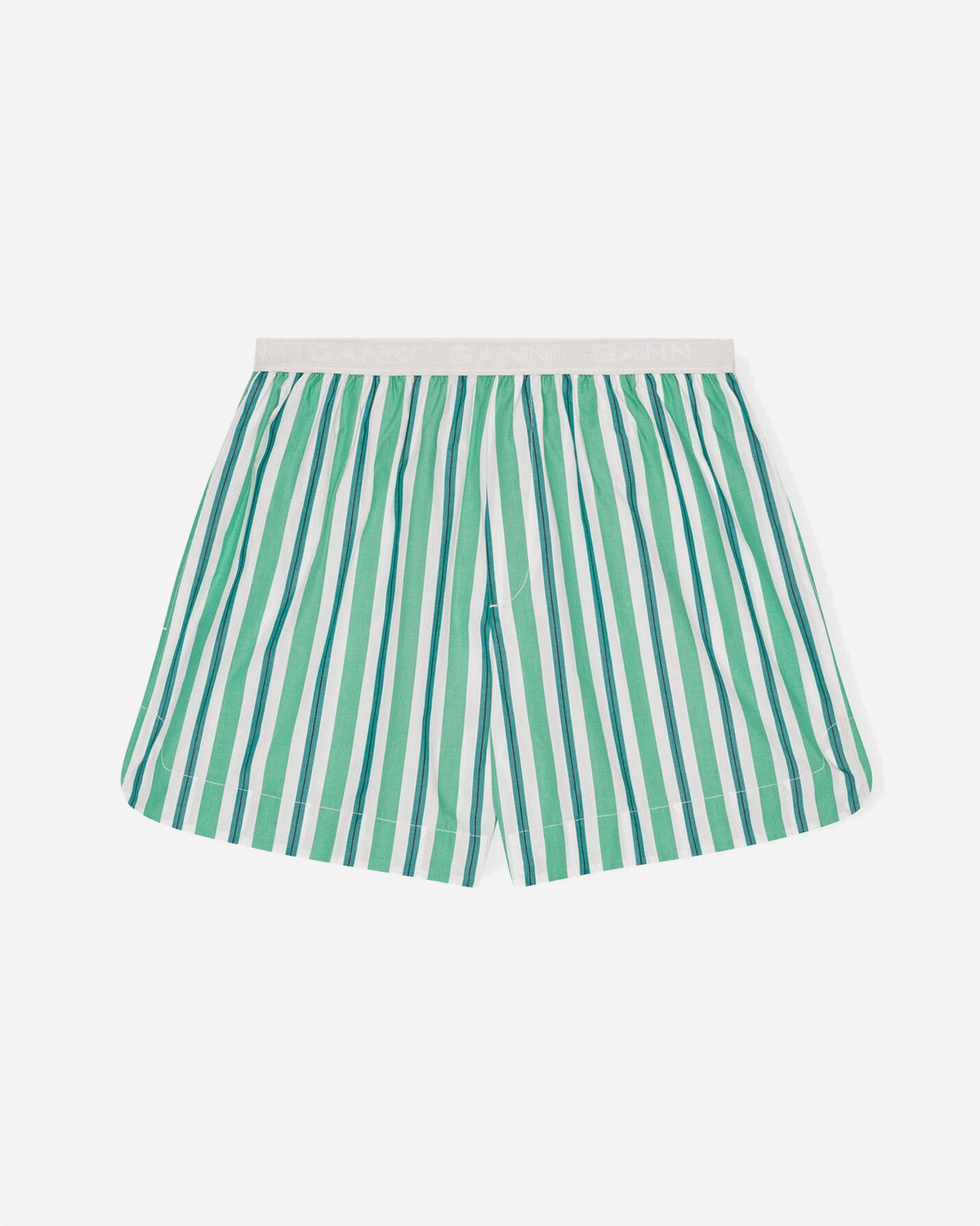 Stripe Cotton Elasticated Shorts - Creme de Menthe