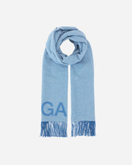 Recycled Wool Fringed Scarf - Light Blue Vintage