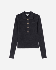 Mini Ribbed Merino Polo - Phantom