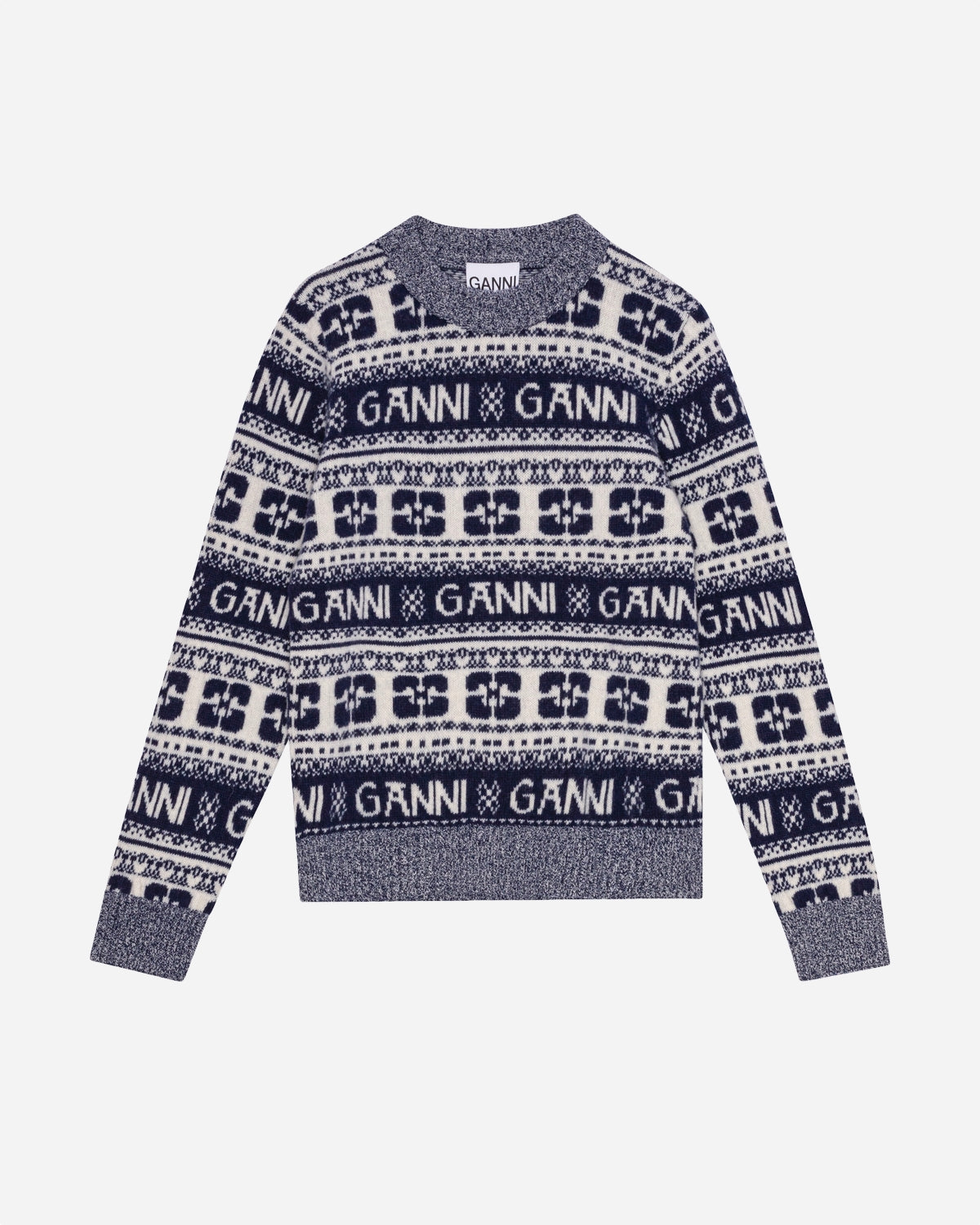Logo Wool Mix O-neck Pullover - Sky Captain