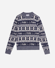 Logo Wool Mix O-neck Pullover - Sky Captain