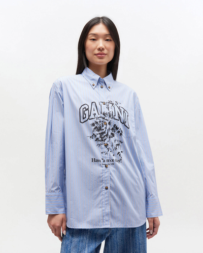 Stripe Cotton Oversized Shirt - Lavender Lustre