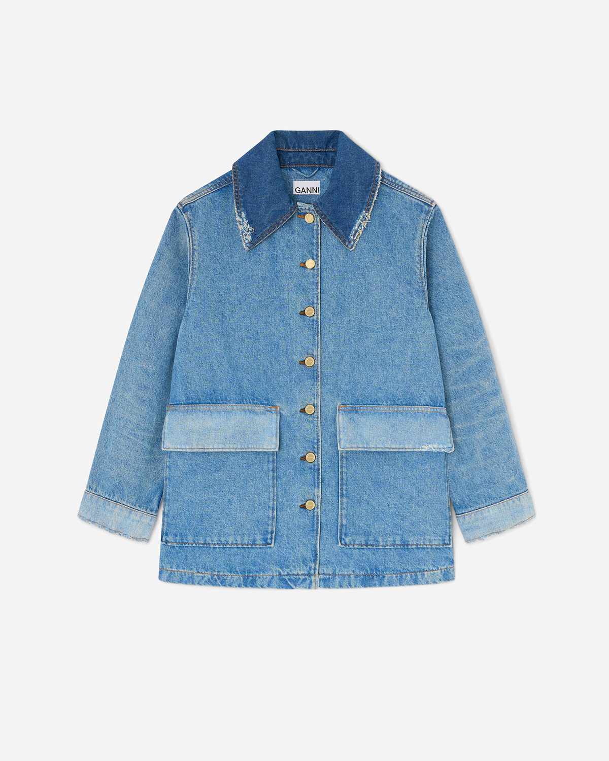 Patchwork Denim Midi Jacket