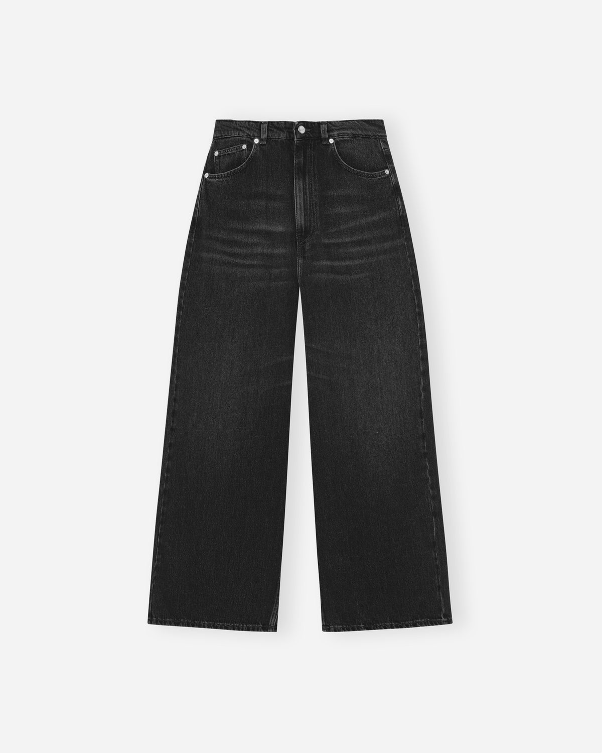 Soft Rigid Denim Baggy Jeans - Black Washed