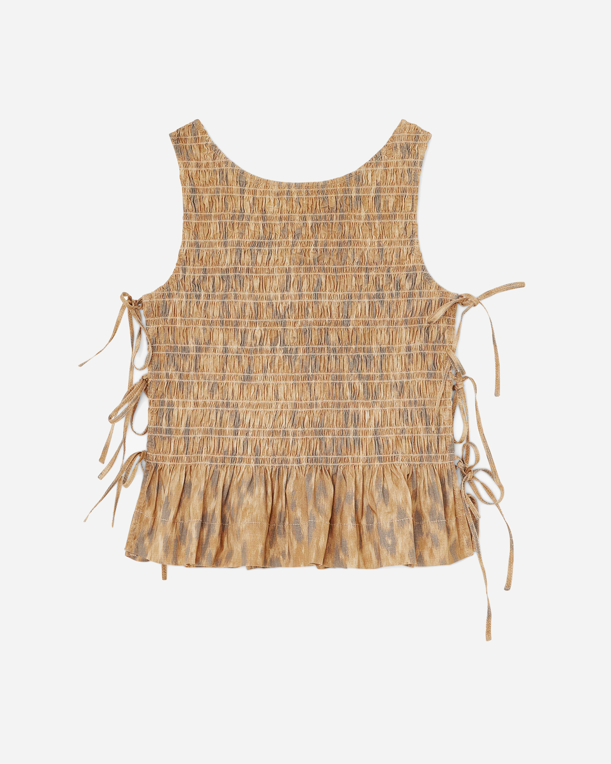 Printed Smocked Tie String Top