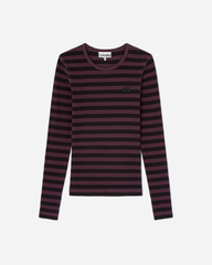 Soft Cotton Stripe Rib Longsleeve - Chocolate Plum