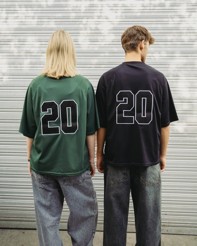 TwoLayer Oversized Mesh TShirt - Black Onyx