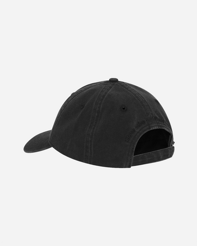 Washed Cotton Canvas Cap Emb - Black