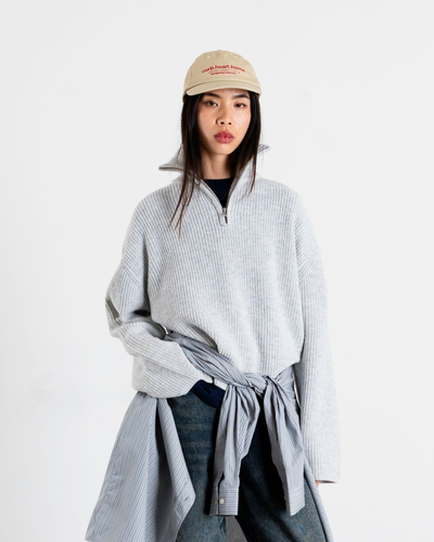 Fang Half Zip Knit - Light Grey
