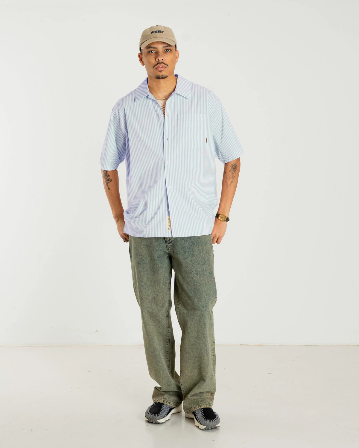 Banks Stripe Shirt - White / Light blue