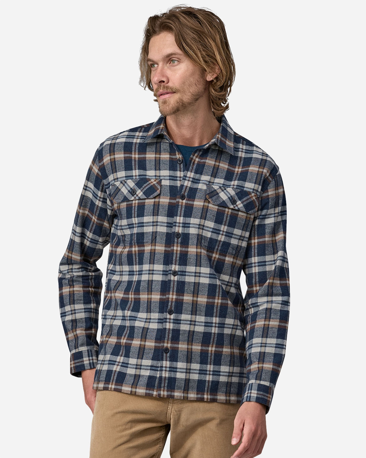 M's L/S Organic Cotton MW Fjord Flannel Shirt - Fields/New Navy
