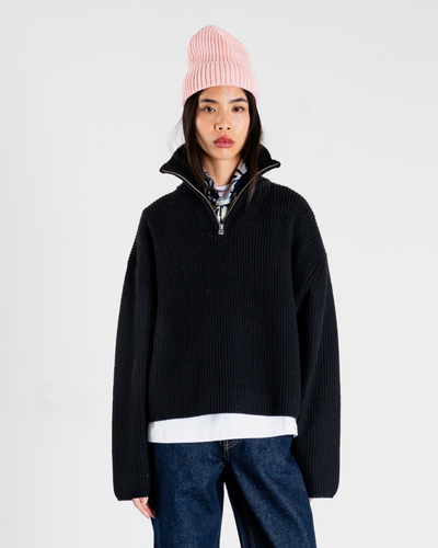 Fang Half Zip Knit - Black