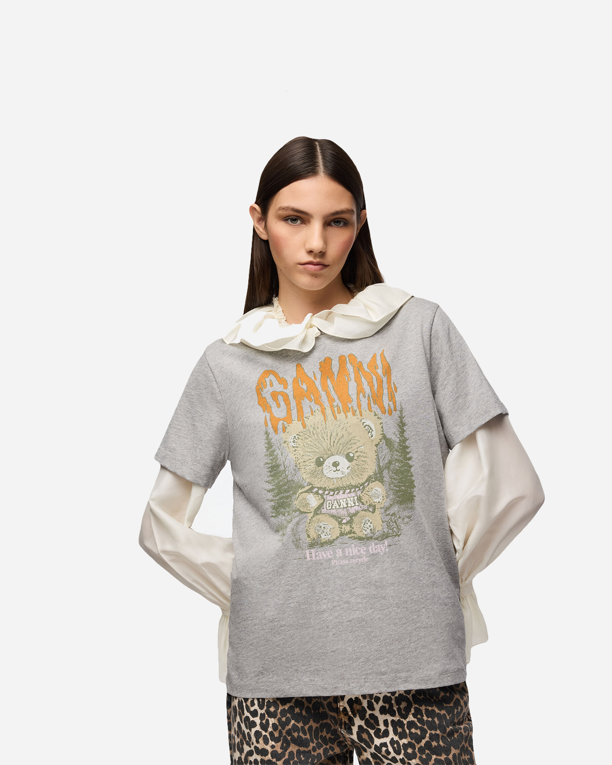 Basic Cotton Relaxed T-shirt Teddy Forest