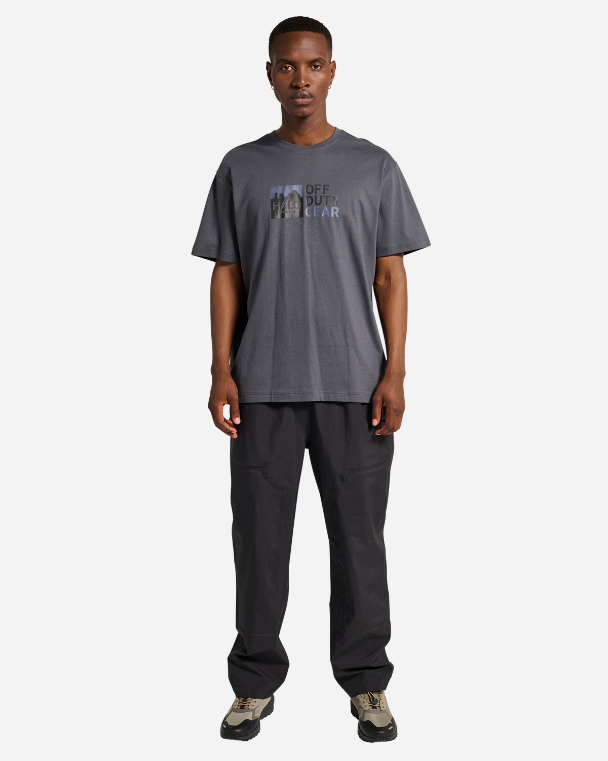 Halo Graphic T-Shirt - Asphalt/Neon Blue