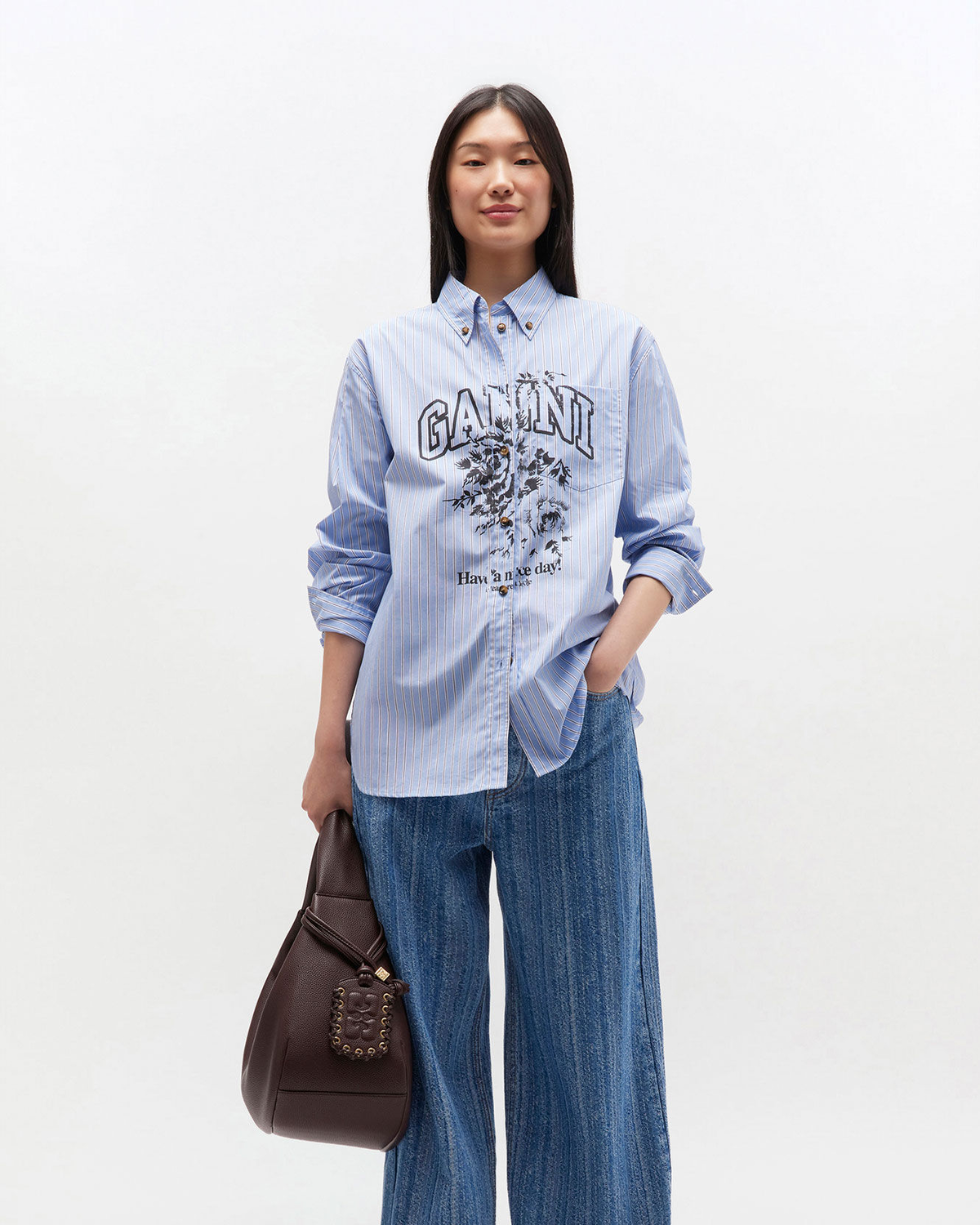 Stripe Cotton Oversized Shirt - Lavender Lustre