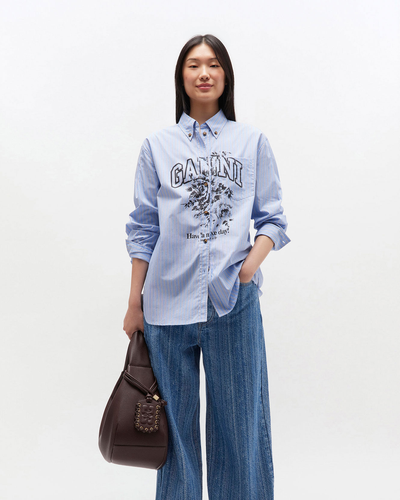Stripe Cotton Oversized Shirt - Lavender Lustre