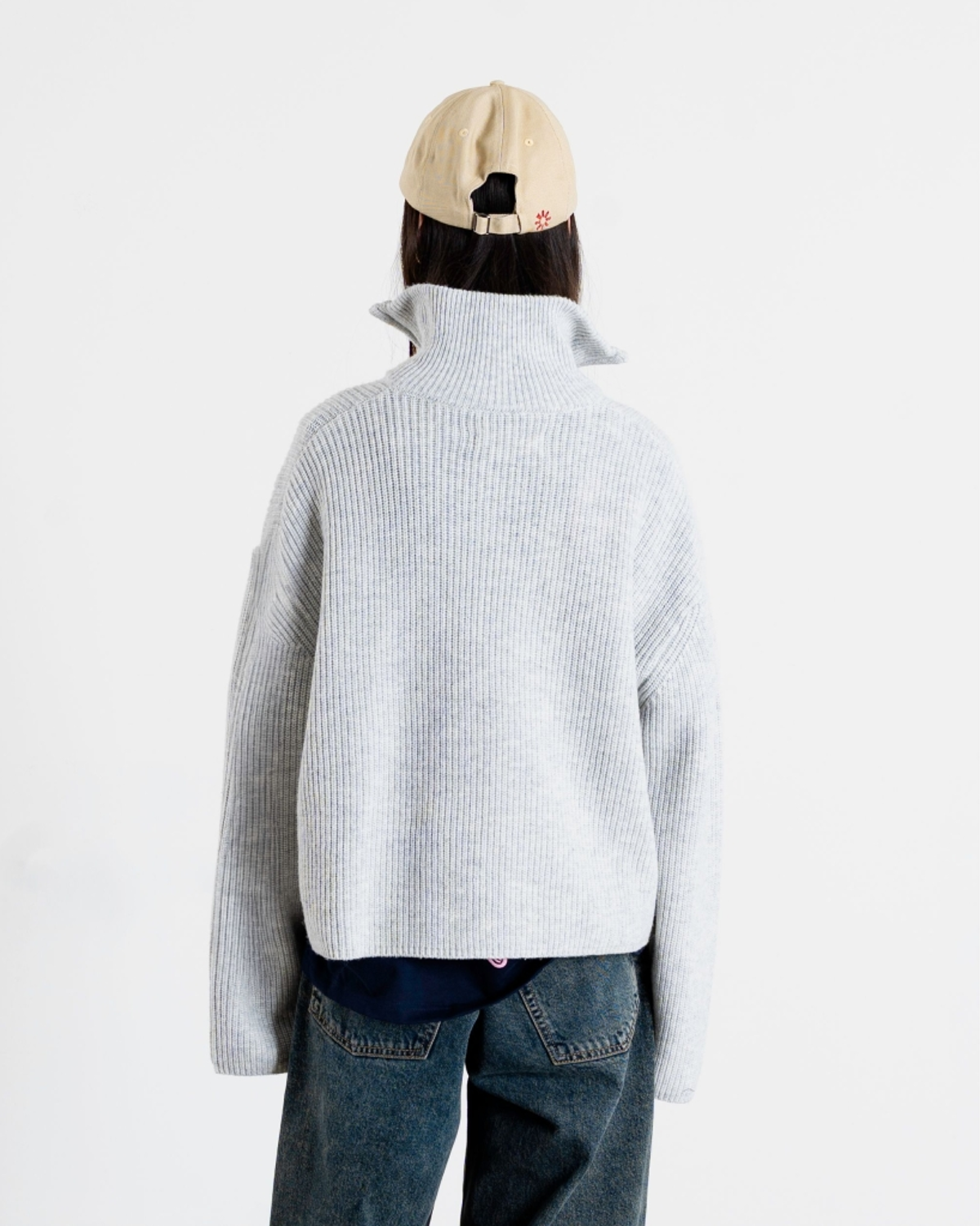 Fang Half Zip Knit - Light Grey