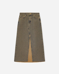 Overdyed Heavy Denim Maxi Skirt - Shitake