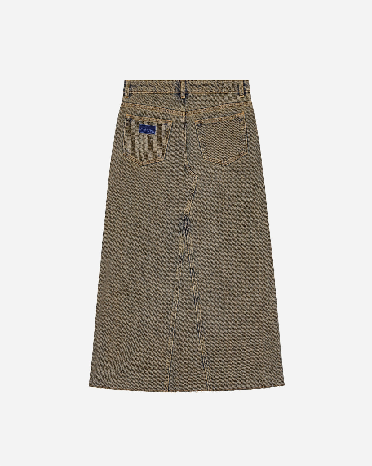 Overdyed Heavy Denim Maxi Skirt - Shitake