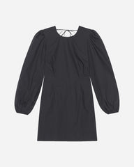 Cotton Poplin Open Back Mini Dress - Black