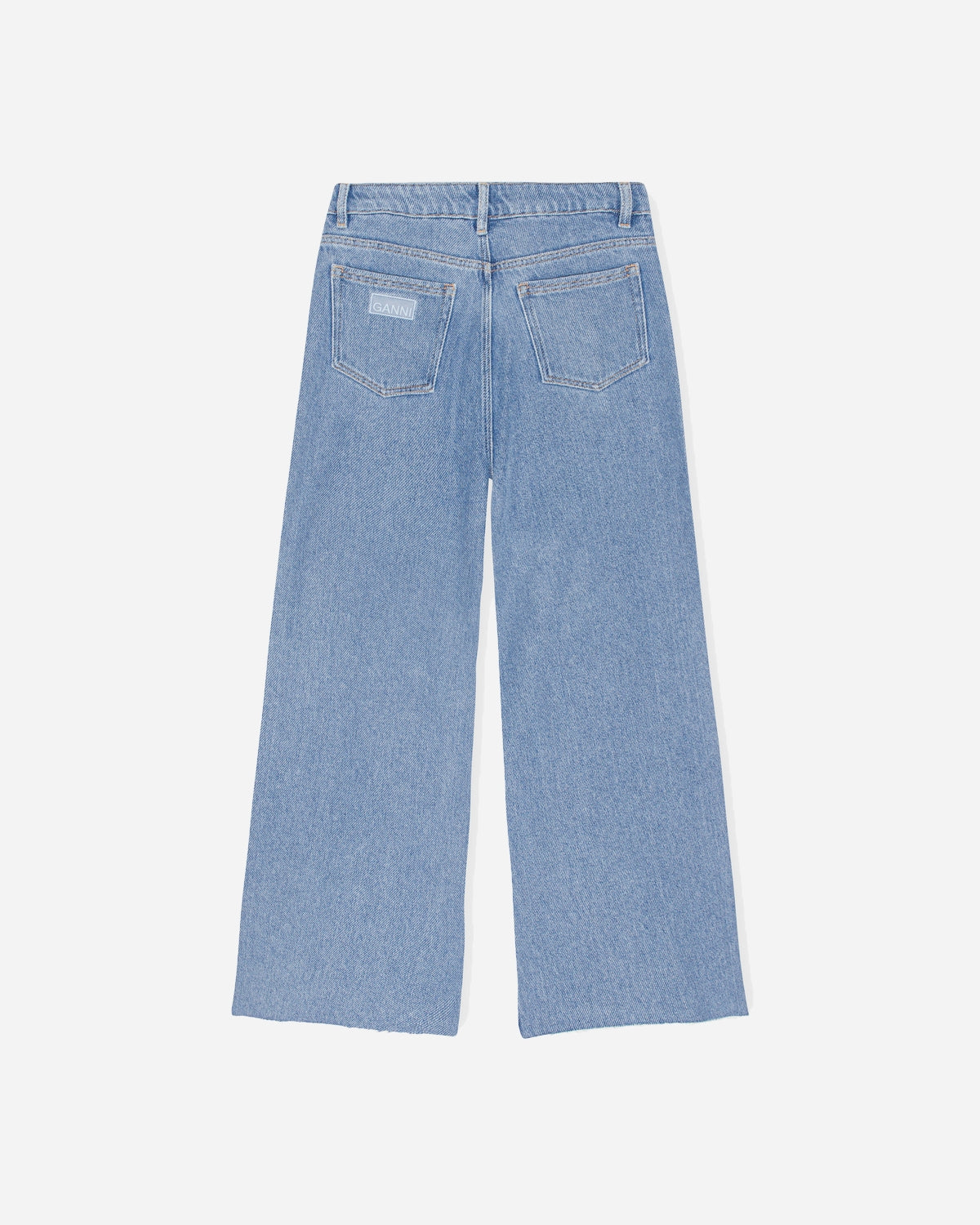 Heavy Denim Wide Drawstring Jeans - Light Blue Stone