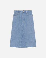 Heavy Denim Midi Skirt - Light Blue Stone