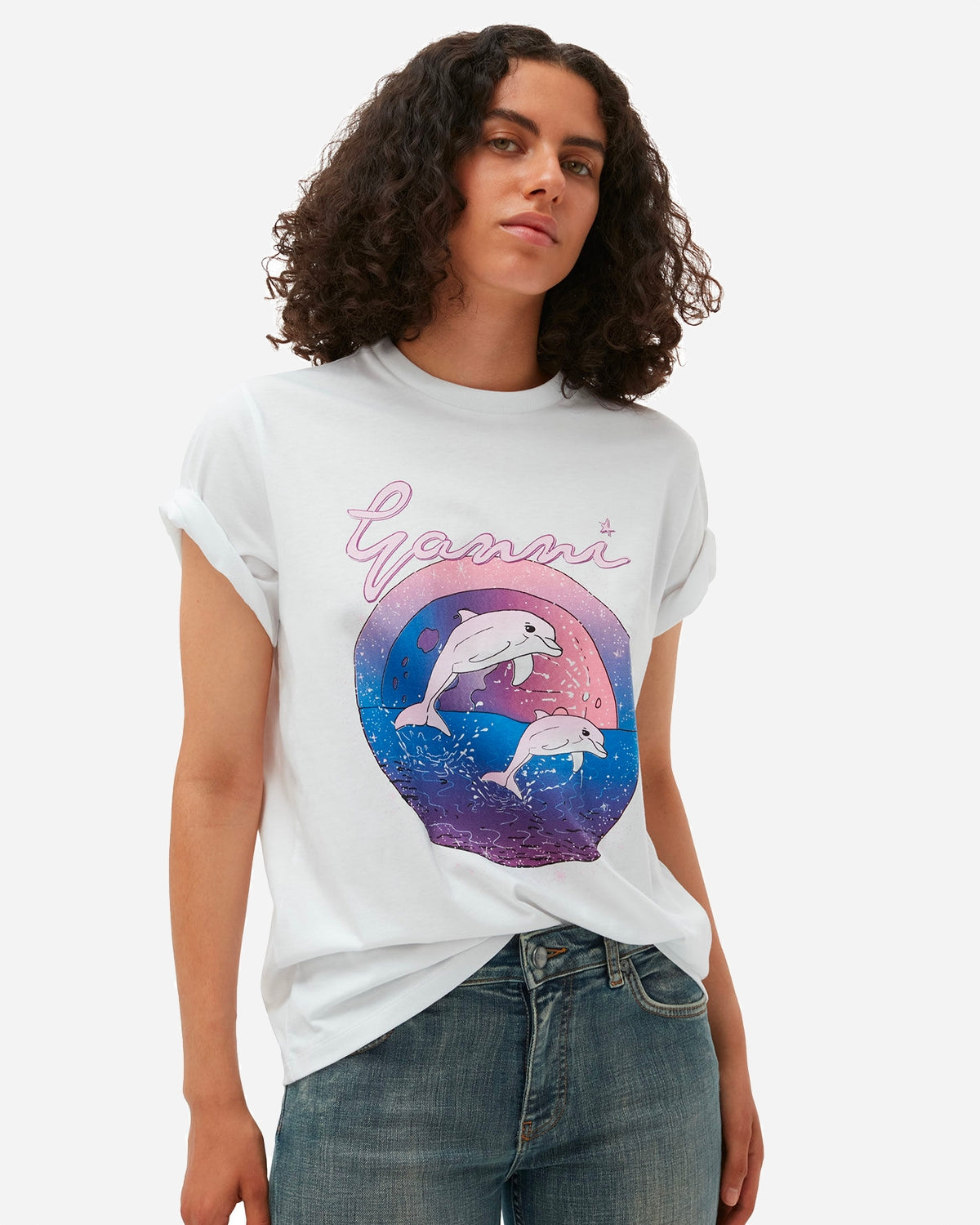 Basic Jersey Dolphin Relaxed T-shirt - Bright White