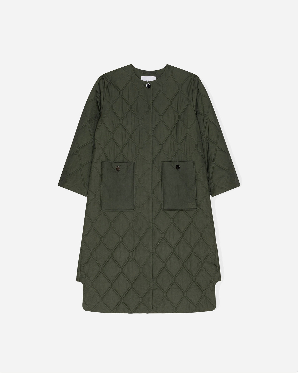 Quilt Long Coat - Kombu Green