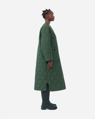 Quilt Long Coat - Kombu Green