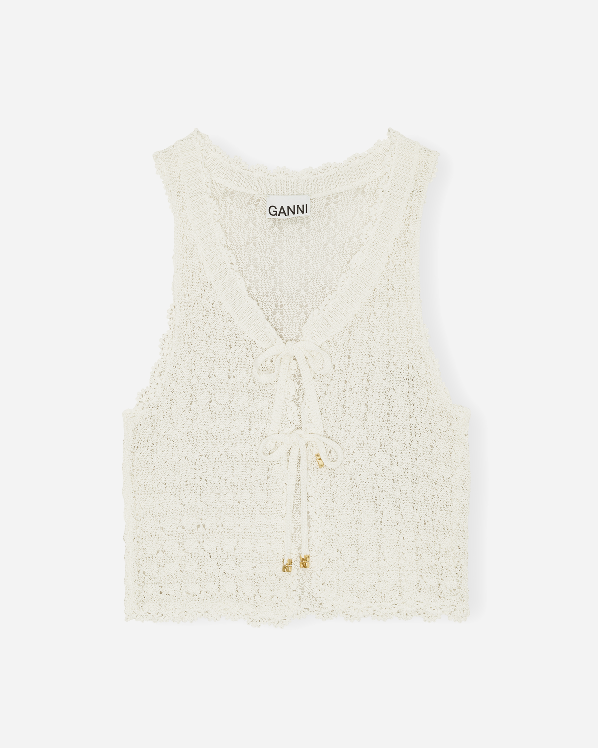 Shiny Pointelle Knit Vest