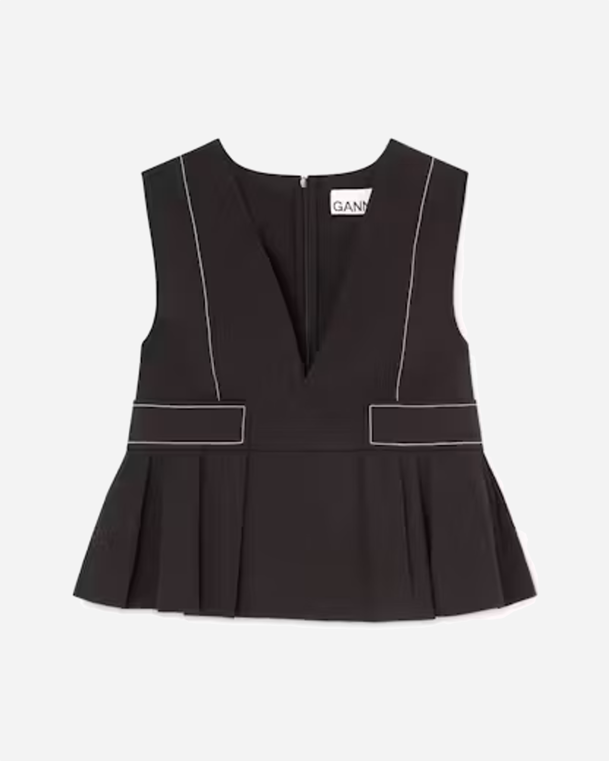 Stretch Cotton V-neck Pocket Blouse