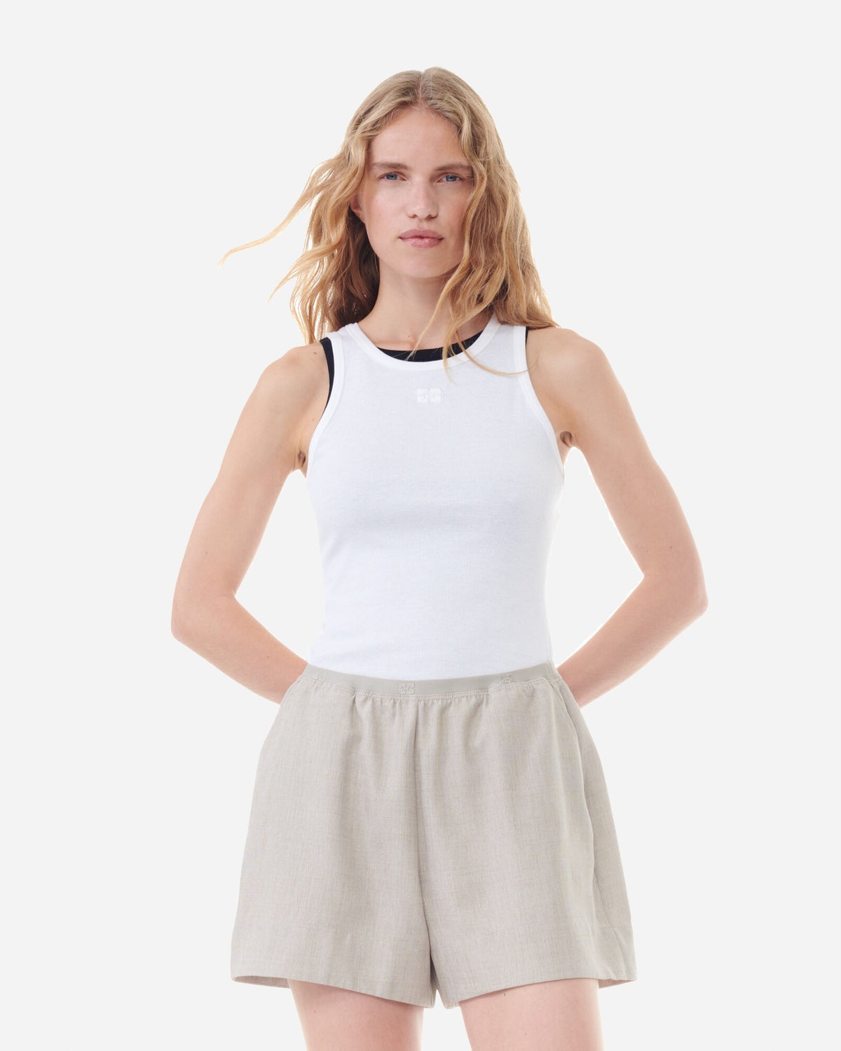 Soft Cotton Rib Tank Top - Bright White