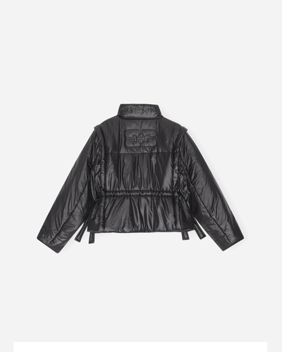 Shiny Quilt Vest Jacket - Black