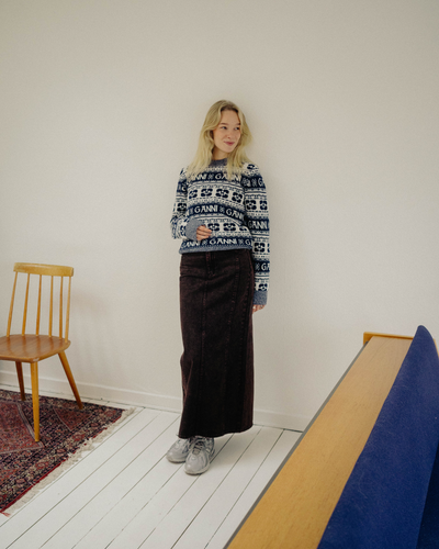 Logo Wool Mix O-neck Pullover - Sky Captain
