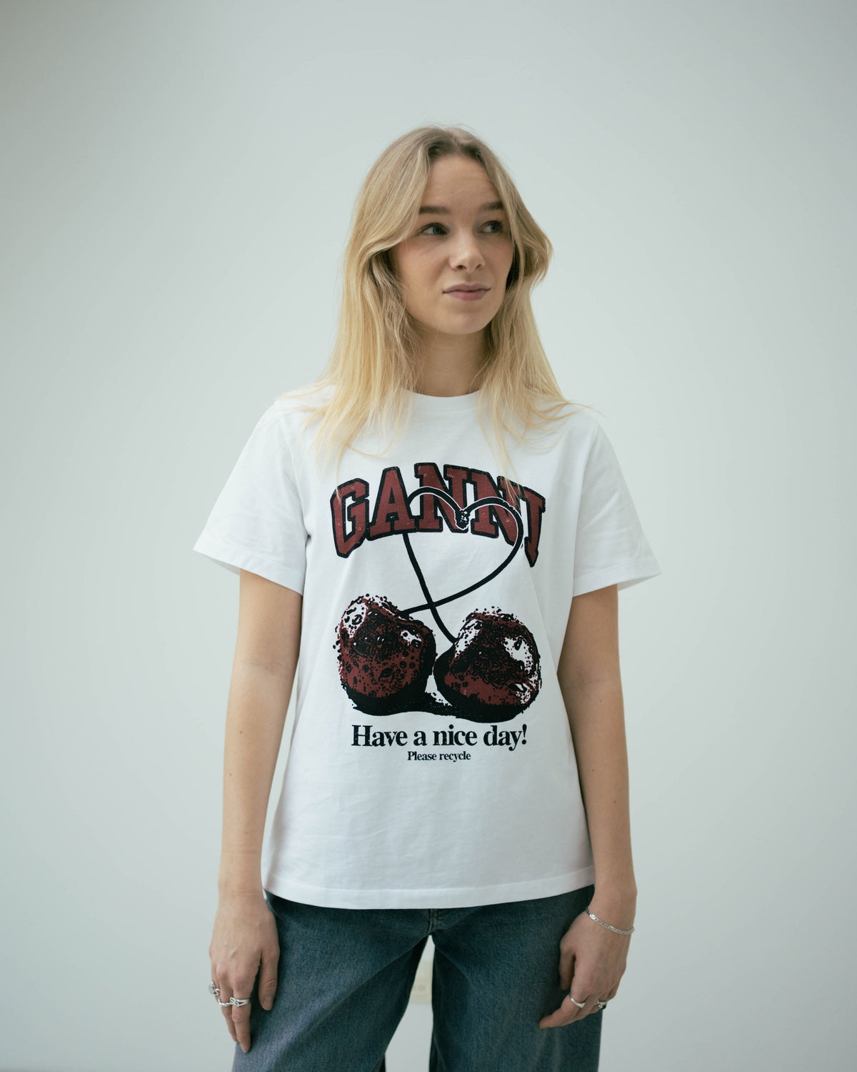 Basic Jersey Cherry Relaxed T-shirt - Bright White