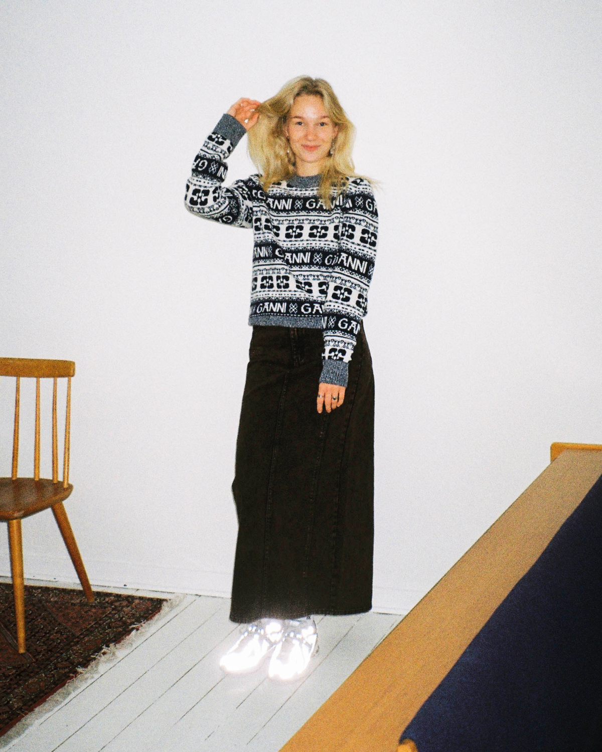 Logo Wool Mix O-neck Pullover - Sky Captain