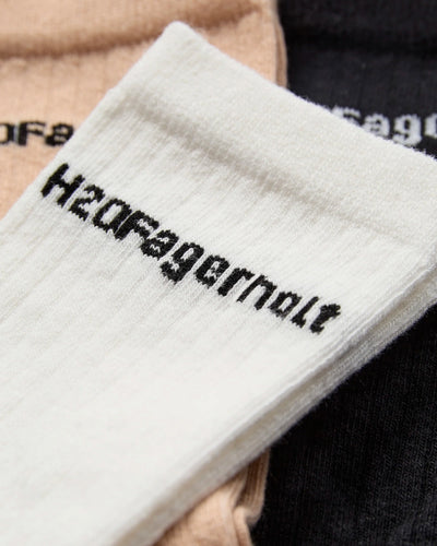 Rib Socks - Black/Creamy White/Creamy Grey
