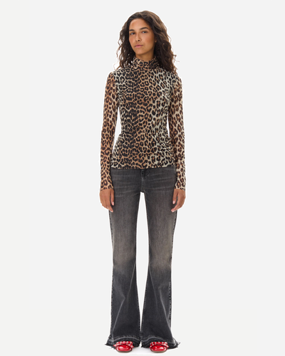 Printed Mesh Long Sleeve - Leopard