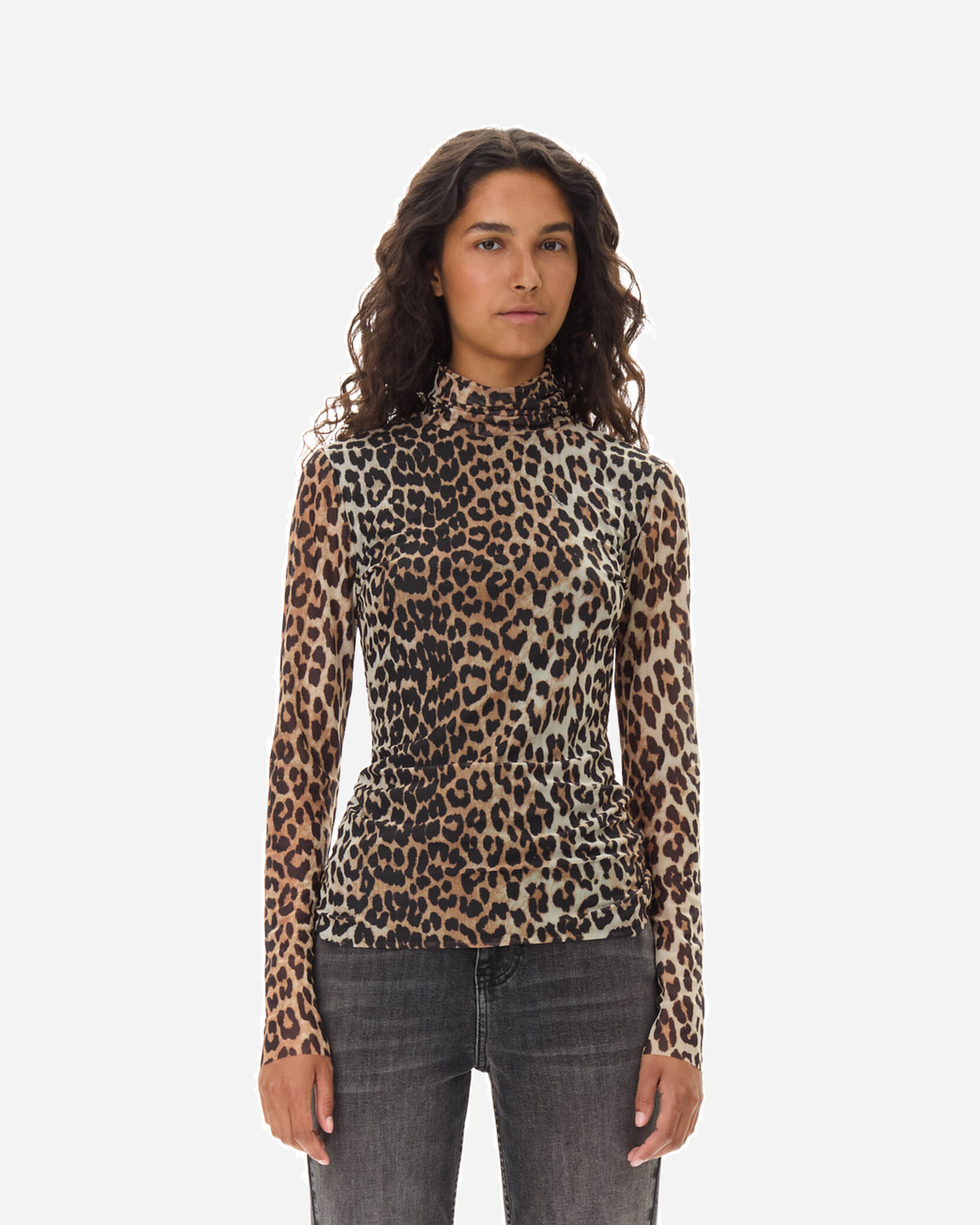 Printed Mesh Long Sleeve - Leopard