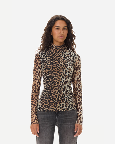 Printed Mesh Long Sleeve - Leopard