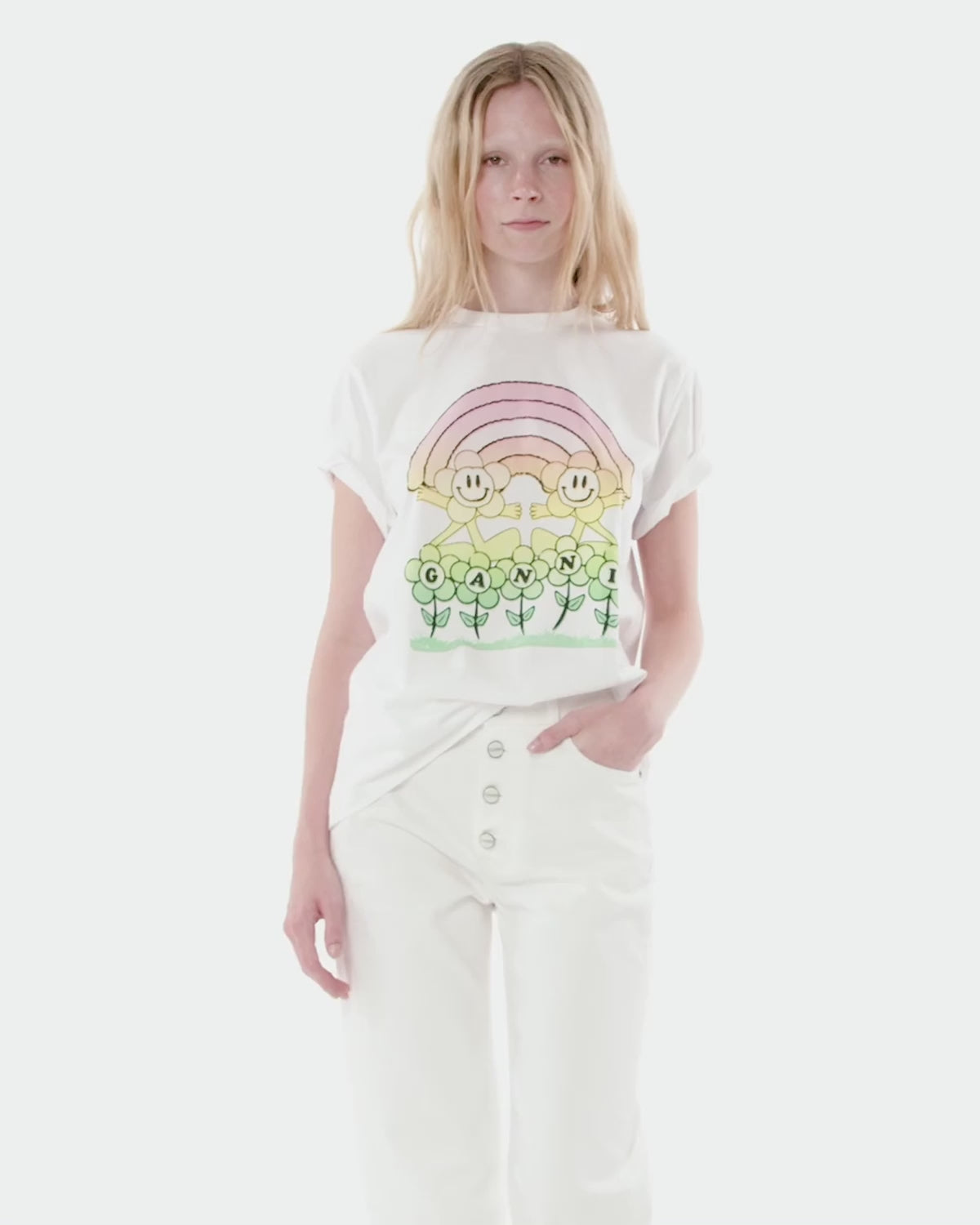 Basic Jersey Rainbow Relaxed T-shirt - Bright White