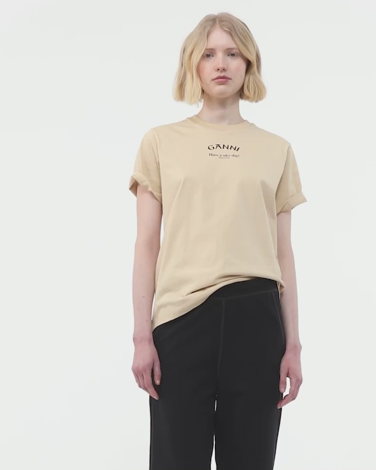 Basic Jersey Ganni Relaxed T-shirt - Pale Khaki